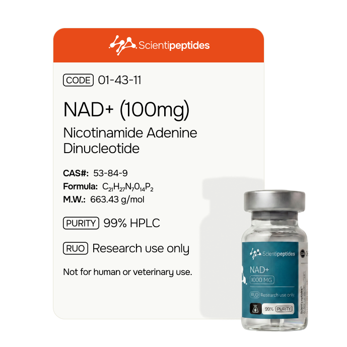 NAD+ 100mg specification card