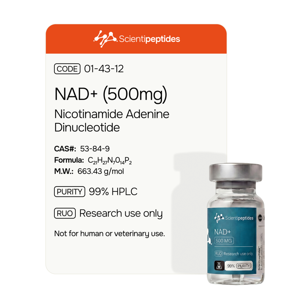 NAD+ 500mg specification card